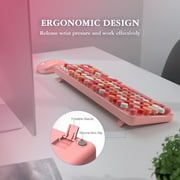 MOFII Wireless Keyboard and Mouse Combo 2.4GHz Retro Full-Size Keyboard with Number Pad and Cute Wireless Mouse for PC Desktop Laptop Mac Windows (Pink)
