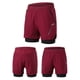 thumbnail image 5 of Pantalones cortos para correr 2 en 1 para hombre con bolsillos con cremallera, secado rápido, para hacer ejercicio, 5 of 8