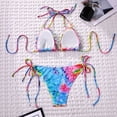 thumbnail image 5 of Womens Triangle Bikini Sets Two Piece Swimsuit Tie Dye Floral Print Halter Bikini Top and Bikini Bottom Summer Tropical Swim Suits for Women 2026, 5 of 9