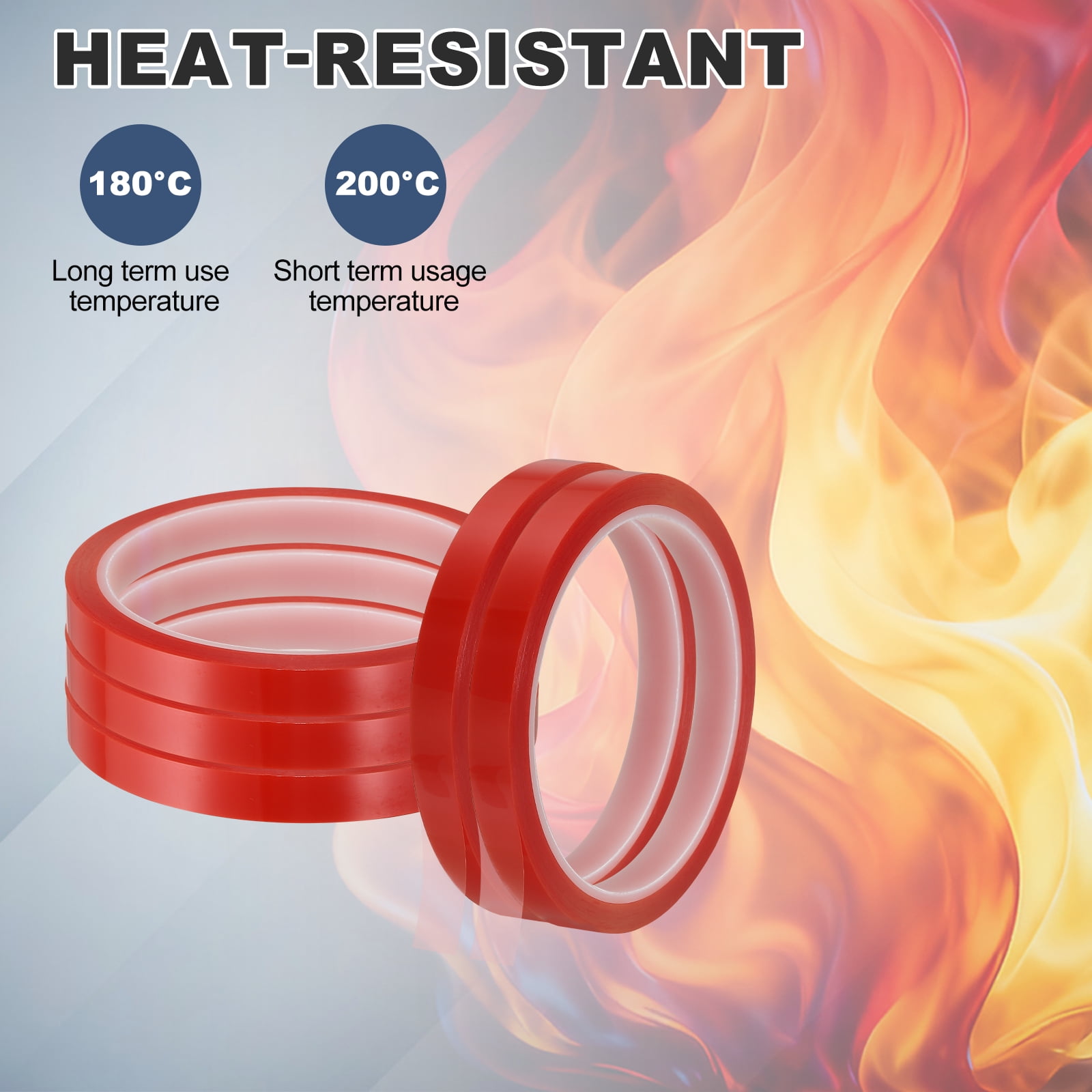 10 Rolls Heat Tape, 10mm x 33(108FT) No Residue High-Temperature Resistant Tape Heat Transfer Tape for Sublimation Electronics 3D Printing Soldering, Red