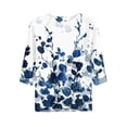 thumbnail image 5 of Domzest Half Sleeve Tops for Women Crew Neck Boho Floral Print Shirt Loose Fit Lightweight Dressy Casual Basic Blouse Blue M, 5 of 6