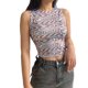 thumbnail image 1 of (Video disponible) Azul S, nueva camiseta sin mangas de estilo corredor con estampado de ondas de agua a la moda, camiseta sin mangas femenina que deja al descubierto el ombligo, 1 of 8