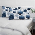 thumbnail image 4 of Navy Blue Marble Small Pillow Covers, Gold White Geometric Hexagon Modern Soft Breathable Throw Pillow Cases with Invisible Zipper, Decorative Pillowcase Pillows Protectors for Sofa Bed Chair 12"x20", 4 of 9