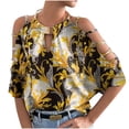 thumbnail image 1 of Sexy mujer Casual impreso media manga Halter collar Clod hombro pulóver blusa camiseta Tops Fridja bn1713, 1 of 5
