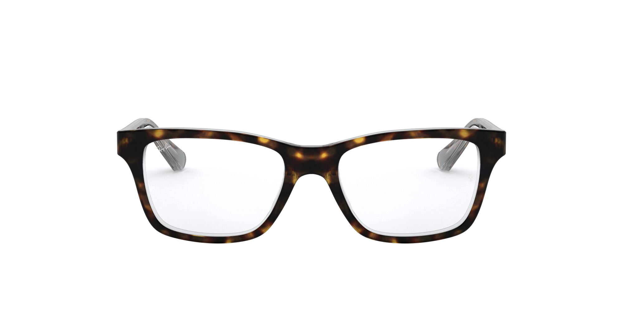 Ray-Ban Youth Size 48 0RY1536 Prescription Eyeglasses with Case, Dark Havana on Transparent/Demo Lens