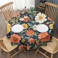 thumbnail image 3 of Pioneer Flower Floral Print Pattern Round Tablecloth 60"x60",Wrinkle Wipeable Table Cloth for Kitchen Dining Room Picnic Patio Party, 3 of 6