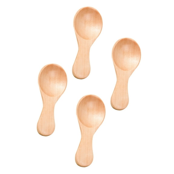 4 Pcs Short Handle Wooden Spoon Small for Jars Mixing Spoons Serving Utensils Khaki