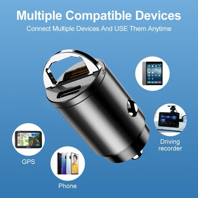 Cargador De Coche Adaptador de teléfono de carga rápida de puertos duales portátiles 30W Mini cargador de coche USB rápido