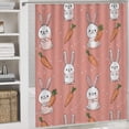 thumbnail image 5 of 4Pcs Shower Curtain Sets with Rugs Cute Cartoon Bunnies And Carrots Bath Mat U-Shaped Floor Mat Toilet Lid Oval Rug Rabbit Lovers Gifts 12 Hooks for Bathtub Decor 72inch X 72inch, 5 of 8