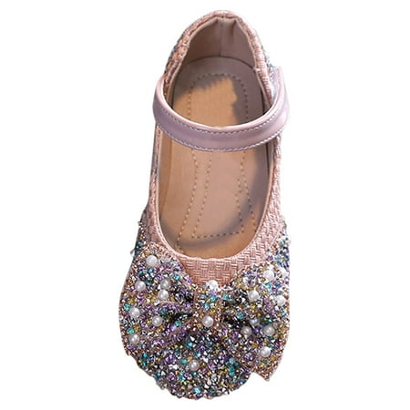 

Boys Shoes Single Colored Diamond Bow Knot Small Medium Large Dance Performance Slippers for Toddler Girls