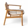 thumbnail image 6 of Olurrisa Outdoor Acacia Wood Club Chair Set of 2, Teak Finish with Beige Cushion, Modern Slatted Design for Patio Garden, 6 of 8