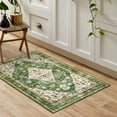 thumbnail image 3 of Moynesa 2'x3' Boho Tribal Area Rug, 2x3ft Small Entryway Rug Doormat Bohemian Faux Wool Non-Slip Washable Low-Pile Floor Carpet for Indoor Front Entrance Kitchen Bathroom, Green, 3 of 9