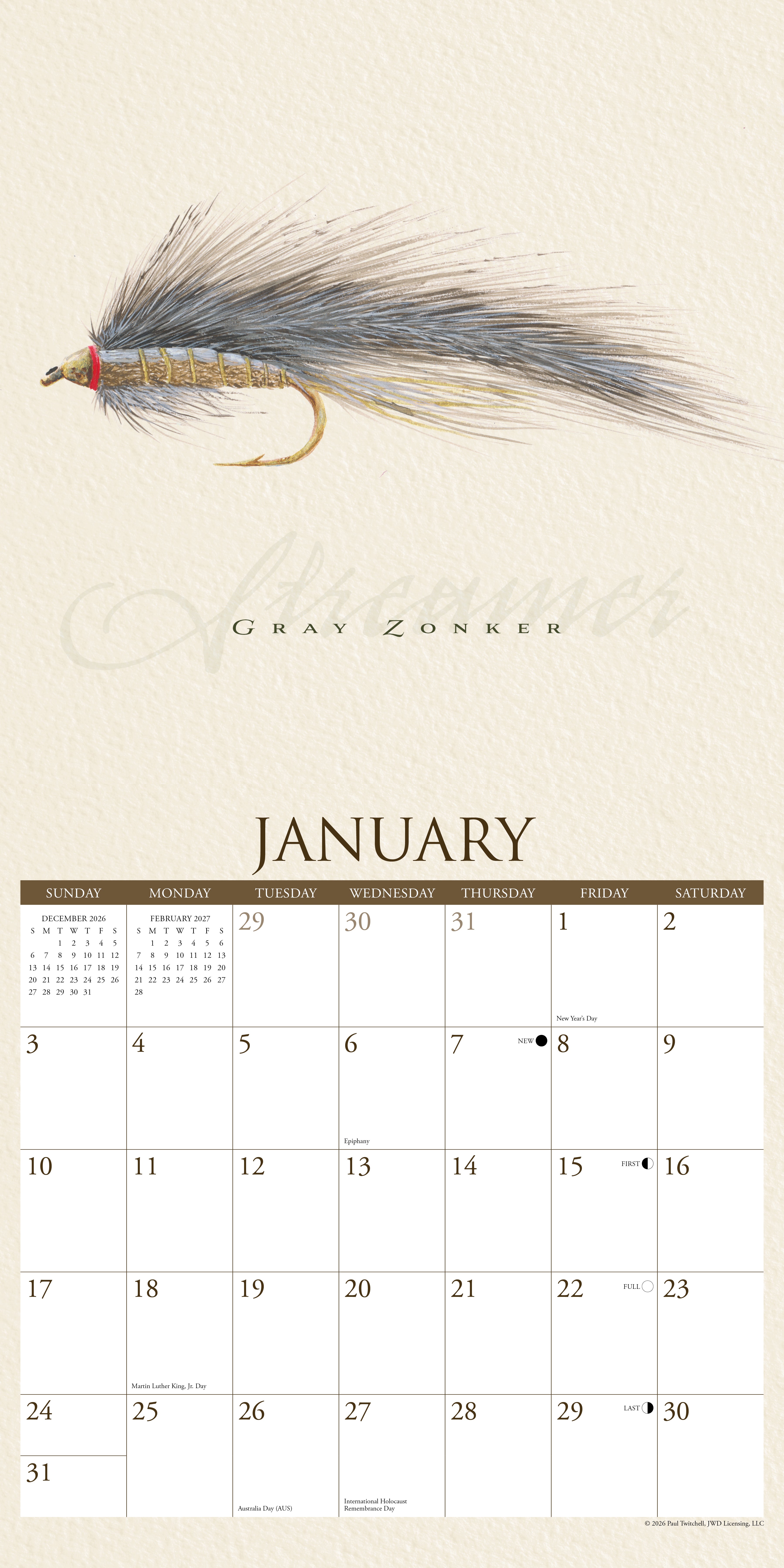 Willow Creek Press, Art of the Fly (Paul Twitchell) 2027 Wall Calendar