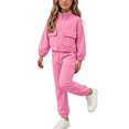 thumbnail image 2 of Baby Kids Athletic Outfit, Long Sleeve Zip up Jacket and Jogger Pants 2 Piece Set for Boys Girls 0-8 Years Old Spring Fall Pink 1 Years, 2 of 7