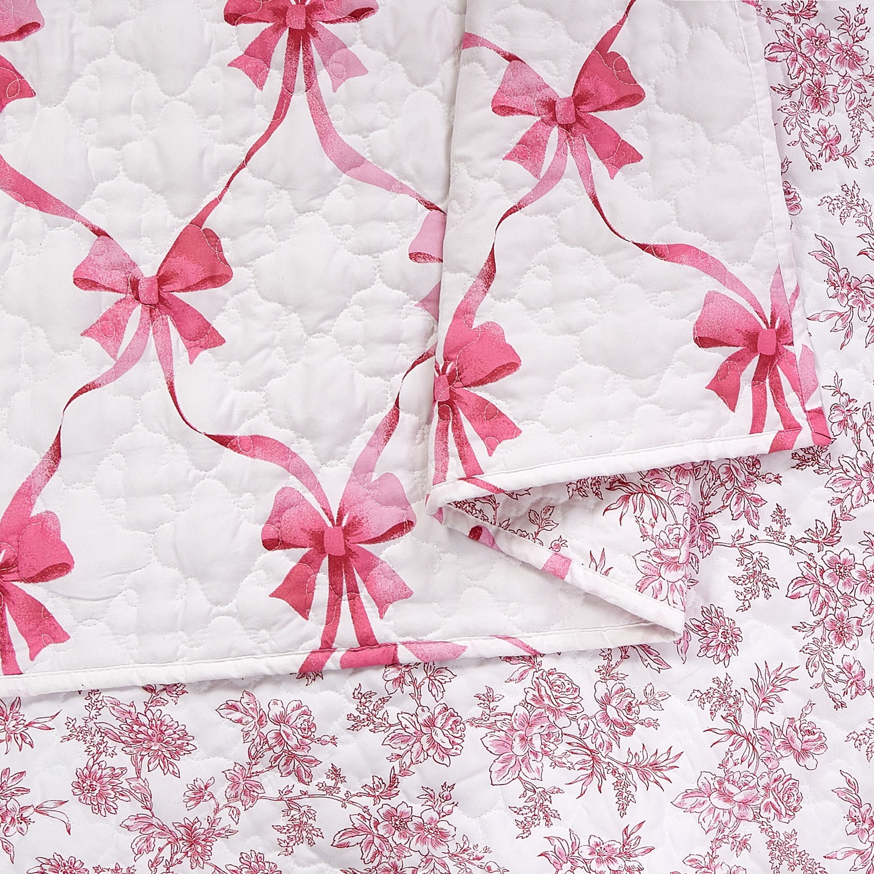 Modern Heirloom Abigail Bow Pink 2-Piece Quilt Set, Twin, All Ages