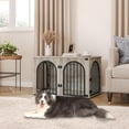 thumbnail image 2 of Hzuaneri Dog Crate Furniture, 39.4" Wooden Dog Kennel with Cushion, Indoor Dog Cage for Medium to Large Dog, Decorative Pet House Side End Table TV Stand, Heavy Duty, Greige Black, 2 of 10