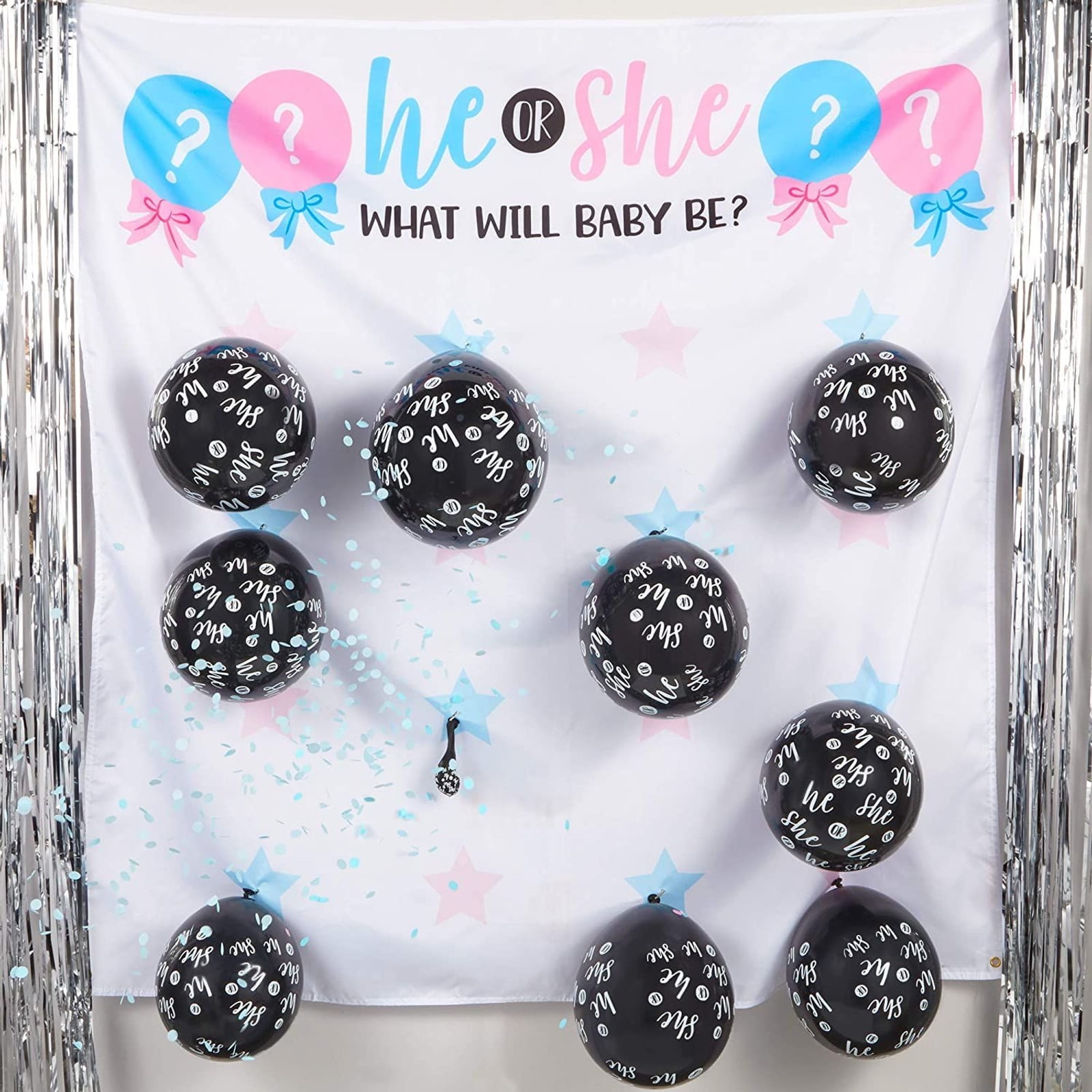 45 Pcs He or She Gender Reveal Decorations with Party Latex Balloons,  Backdrop, Pink and Blue Confetti & Darts for Baby Shower - Walmart.com