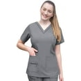 thumbnail image 1 of Adar Pro Haut d'Uniforme à Col en V pour Femme, Coupe Ajustée, Gris Chiné, L, 1 of 7