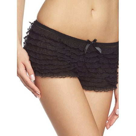 Rdhnmea Women s Lace Ruffle Panties Soft Stretch Breathable Mesh Boyshorts
