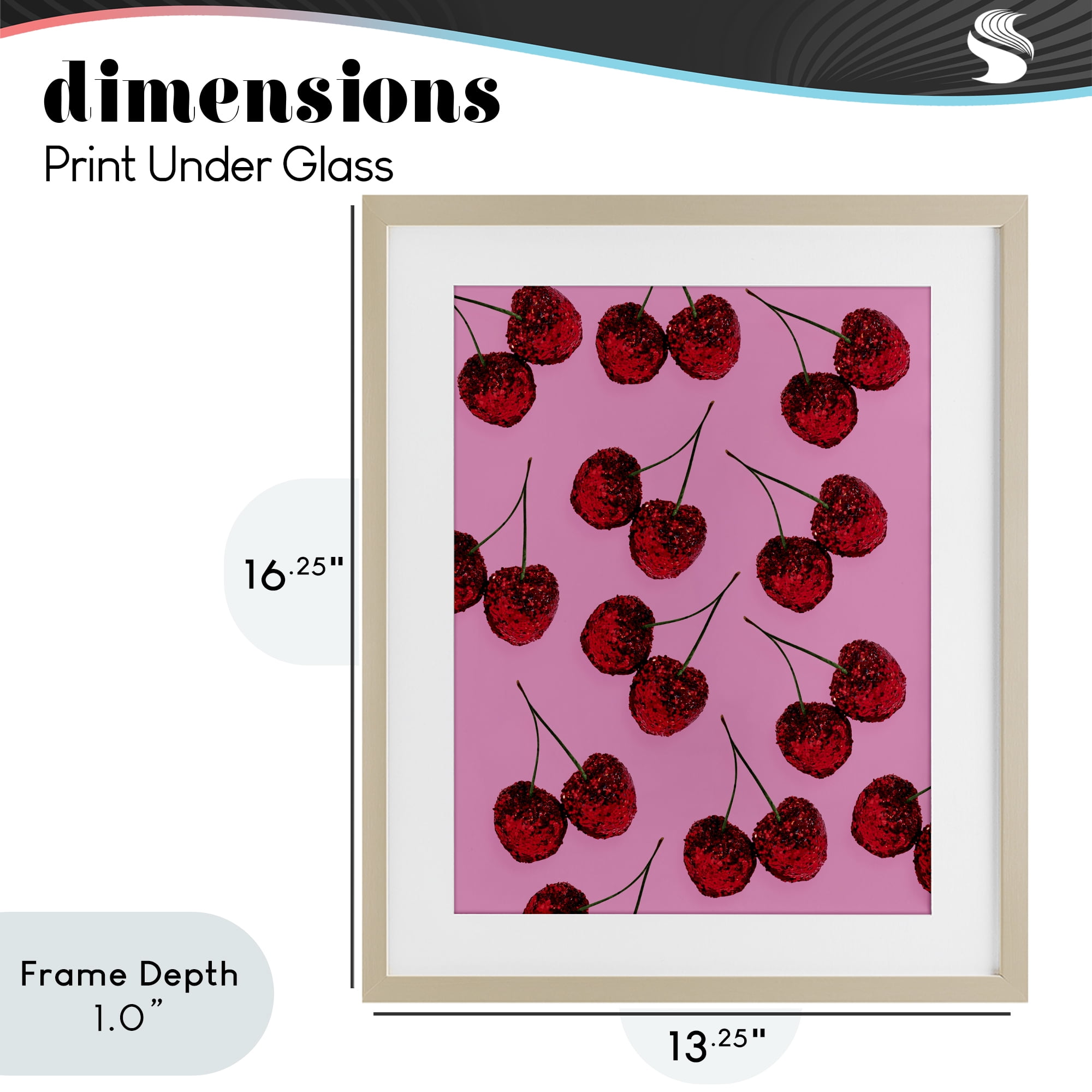 Stupell Industries Glitter Glam Cherries Pattern Birch Framed Print Under Glass, design by LISH Creative
