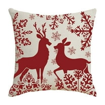 Btomtd 17.7x17.7 in Red White Snowflake Deer Christmas Pillow Cover Decorative Throw Pillowcase Cushion Cases for Home Sofa Couch Bed Car Xmas Decor, Red-C