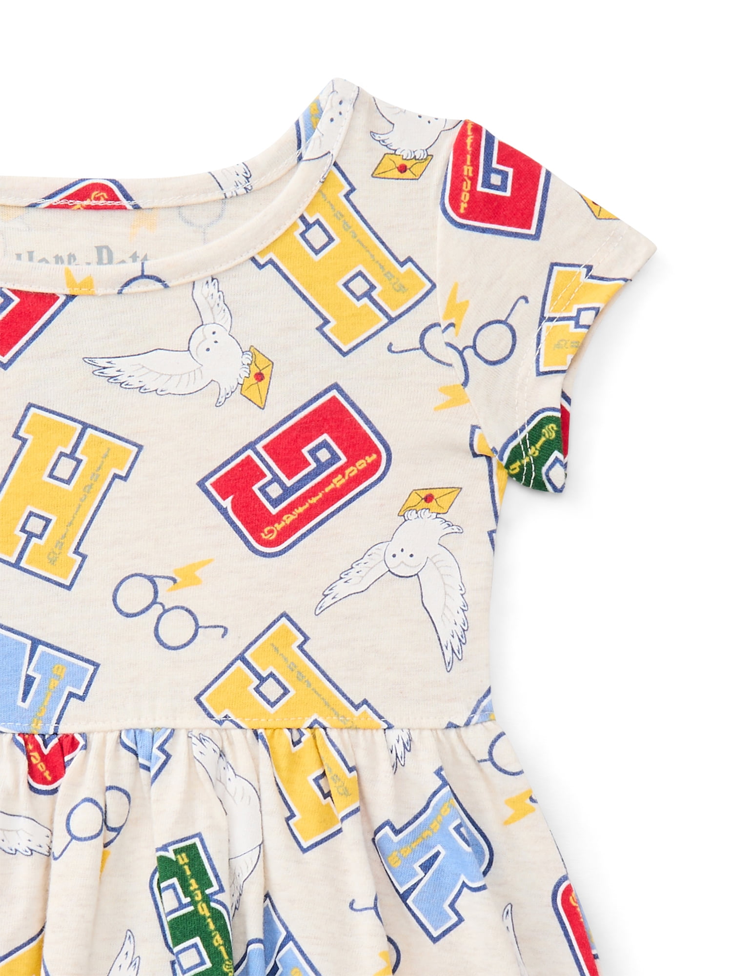 Harry Potter Toddler Girl Allover Print Dress with Short Sleeves, Sizes 12M-5T