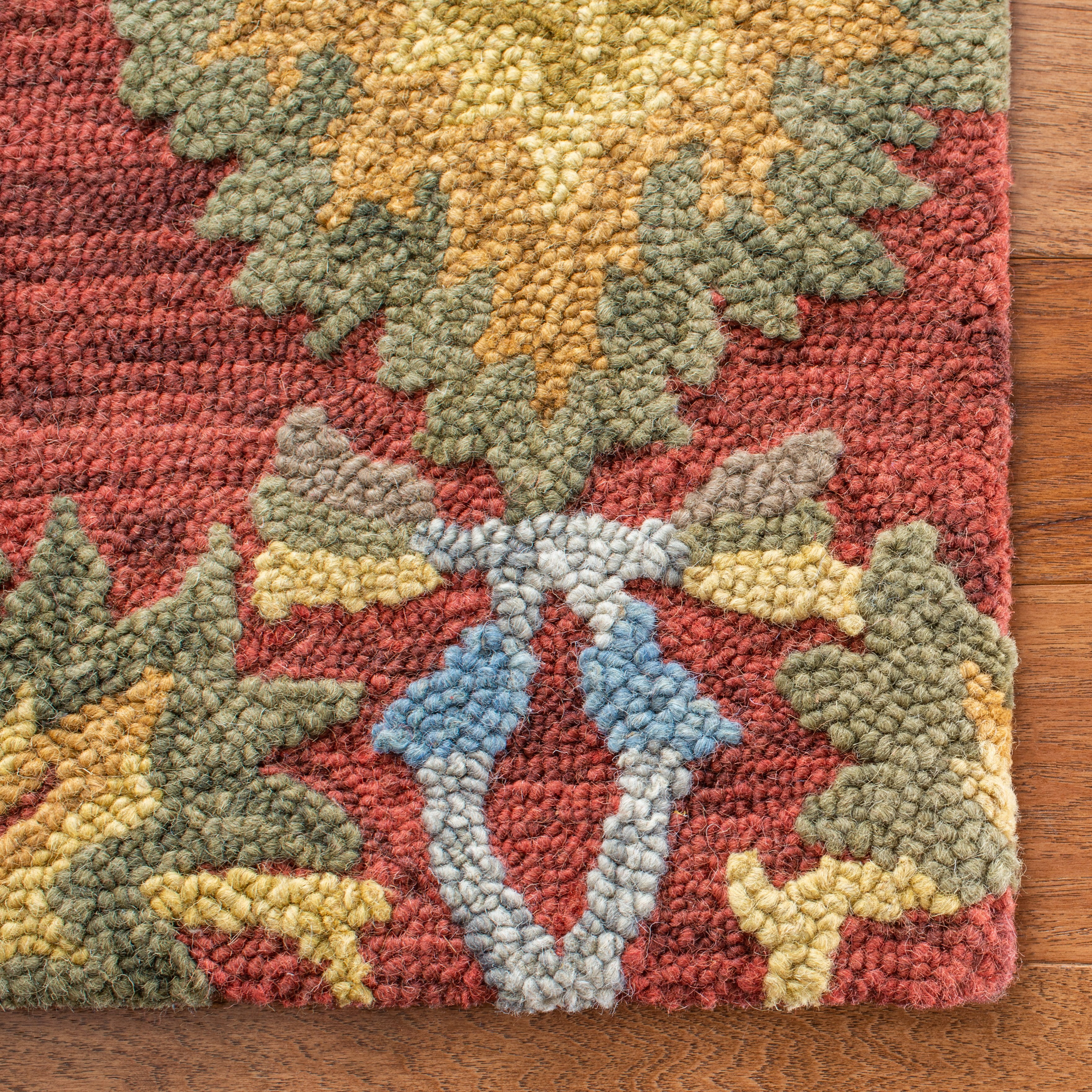 SAFAVIEH Blossom Lennon Floral Wool Area Rug, Red/Multi, 6' x 9'