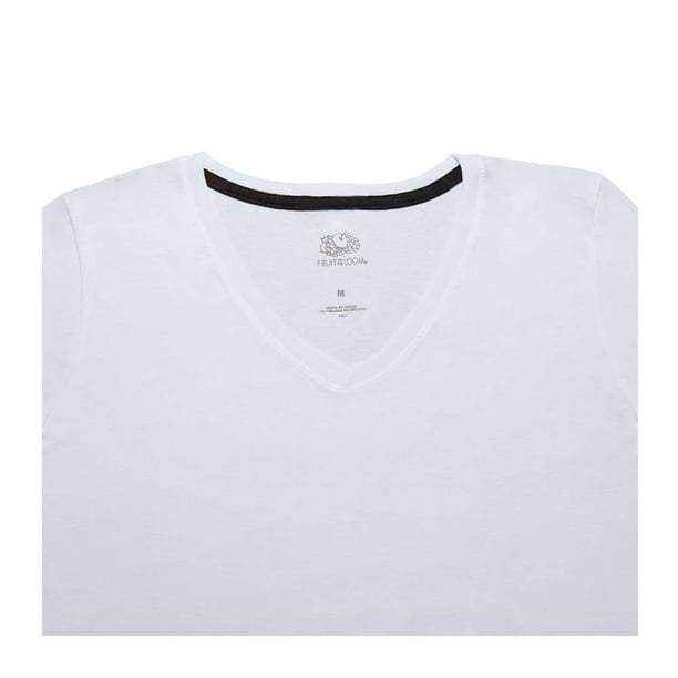 Playera Fruit Of The Loom para Mujer, Cuello V Manga Corta Blanco