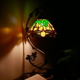 thumbnail image 2 of Bedside Lamp Tiffany Style Stained Glass Table Lamp, Green Yellow Dragonfly Antique Banker Desk Light With 21" Tall Thin Metal Leaf Base - Bedroom Living Room Accent Hotel WERFACTORY LED BULB Included, 2 of 2