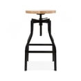 thumbnail image 2 of Machinist Black Adjustable Steel Barstool Ash Wood Seat 26 - 32 Inch, 2 of 4