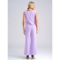 thumbnail image 6 of Mufeng Women 3 PCS Chiffon Pant Formal Suit with Tank Top Draped Cardigan Mother of Bride Dress Set Evening Gown Lavender 2XL, 6 of 9