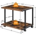 thumbnail image 3 of Under Desk Printer Stand, 2-Tier Industrial Printer Cart with Storage Shelf, Mobile Machine Holder Table Stand, for Home and Office, Rustic Brown and Black, 3 of 9