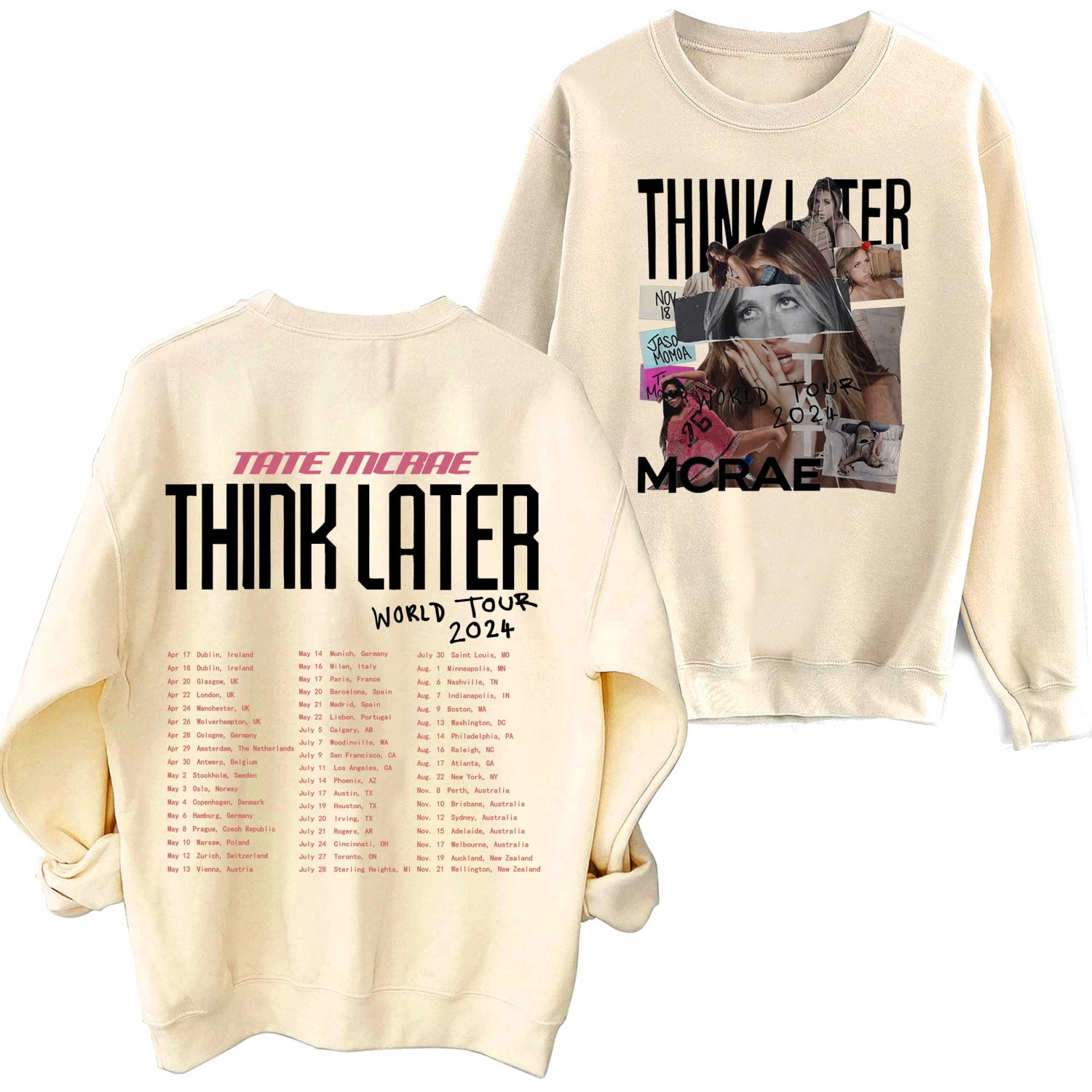 テイトマクレー TATE McRAE T8 ワールドツアー 2024 スウェット Tate Mcrae The Think Later World Tour 2024 Tour Sweatshirt
