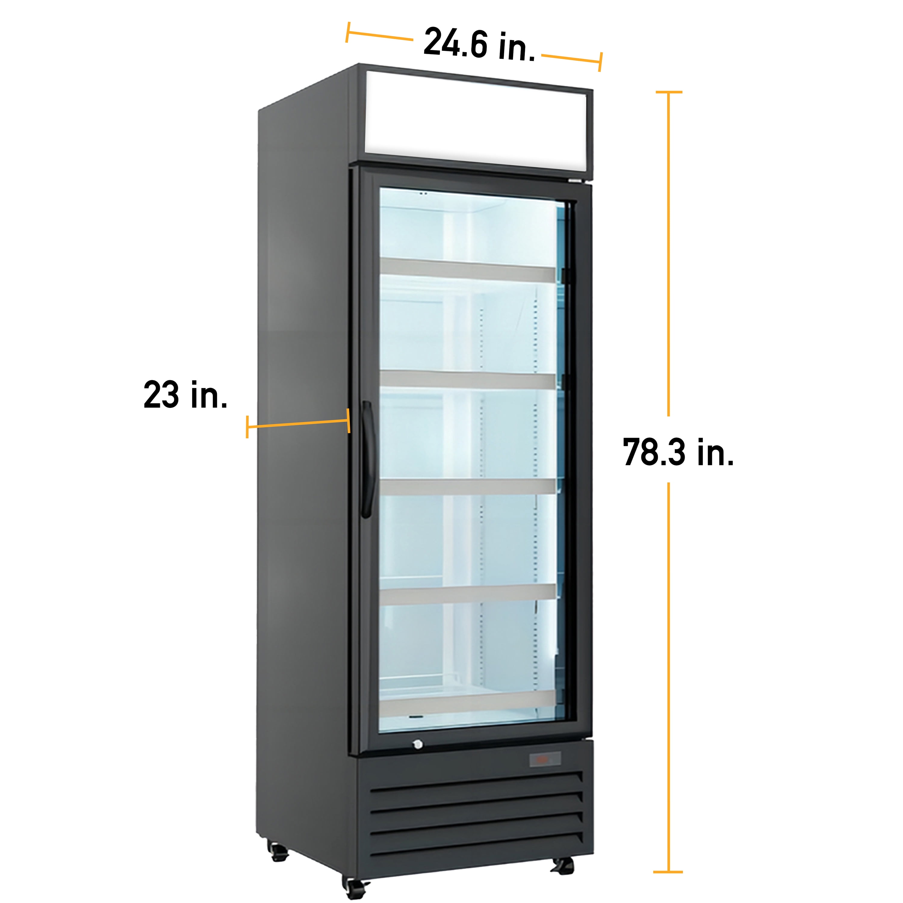 NSF 25-Inch Single Glass-Door Merchandiser Refrigerator 15 Cu.Ft. Beverage Display Cooler