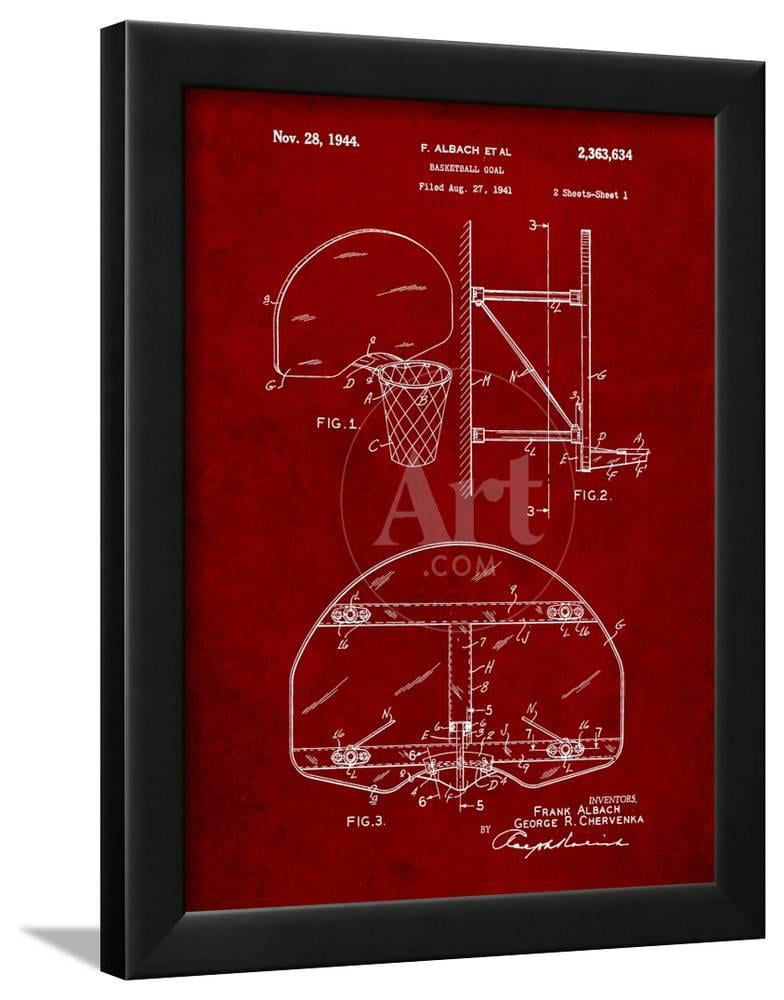 Basketball Goal Patent, Framed Art Print Wall Art by Cole Borders Sold by