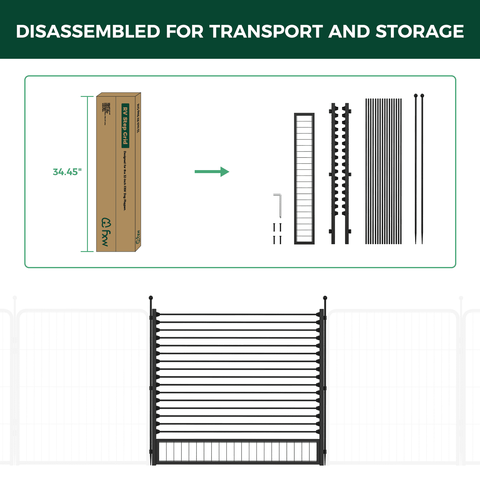 FXW RV Step Grid (Playpen Not Included) - Dog Barrier for RV Stairs, Compatible 32” H Playpen│Patent Pending
