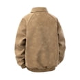 thumbnail image 3 of VeFlora Big & Tall Mens Retro Solid Jacket, Lapel Loose Fit Casual Coat, Suede Oversized Anorak for Men, Daily Streetwear and Commuting Outfits.(Khaki/6XL), 3 of 4