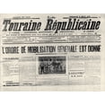thumbnail image 2 of World War I France 1914. Nfront Page Of The 'Touraine RPublicaine ' Announcing France'S Decision To Mobilize Troops And, 2 of 4