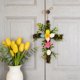 thumbnail image 4 of Corona de huevos de pájaros simulados Decoración de puerta de Pascua primaveral 30 cm Hoja de plástico verde Colgado de pared para fiesta interior interior Decoración del hogar, 4 of 6