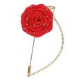 thumbnail image 5 of Rose Flower Men's Brooch Dangle, Handmade Tie Pin Hanging Chain Shirts Badge Suit Pin Tassel Chain Brooch, for Hat Tie Tuxedo Groom Clothing red, 5 of 8