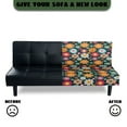 thumbnail image 3 of Xoenoiee Hippie Daisy Flower Pattern Stretch Armless Folding Sofa Slipcover Elastic One Piece Spandex T Cushion Futon Bed Covers Decorative Dust Proof Furniture Protector, 3 of 7