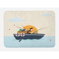 thumbnail image 1 of Vintage Boat Bath Mat, Man Fishing on the Boat at Sunset Nautical Marine Hobby Life Cartoon Art, Plush Bathroom Decor Mat with Non Slip Backing, 29.5" X 17.5", Multicolor, by Ambesonne, 1 of 2