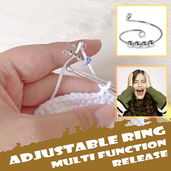 1X Knitting Tool Knitting Loop Ring Adjustable Ring for Diy Crafts Crochet Open Finger Loop Rings Diy Knitting Diy