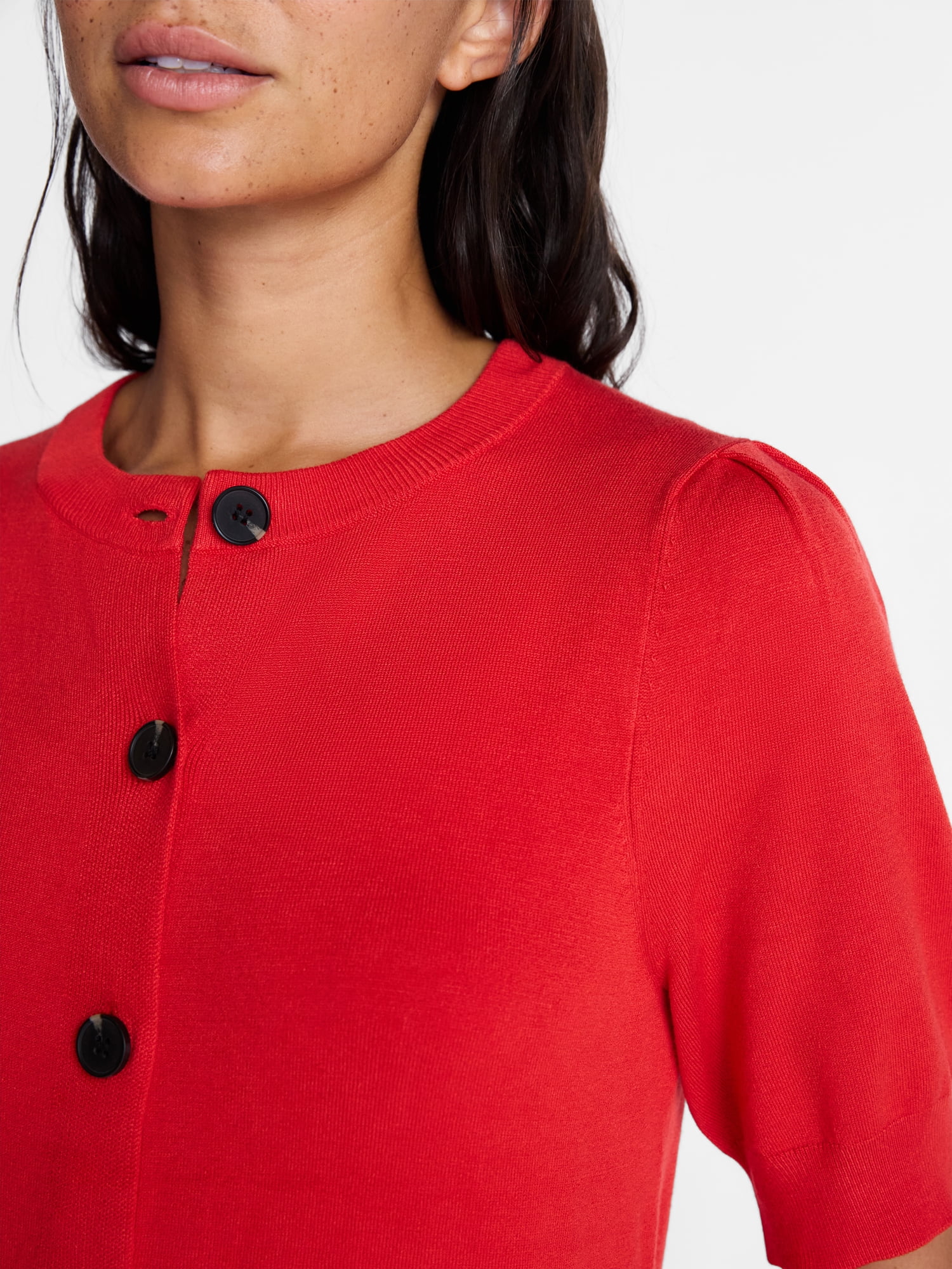 Time and Tru Woman's Crew Cardigan with Short Sleeves, Sizes XS-XXXL