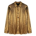 thumbnail image 6 of Pxiakgy shirts for men Men's Long Sleeved Lapel Fashion Button Down Shirt Sequin Shirt Casual Shirt Slim Dress Shirt mens shirts Gold + L, 6 of 9