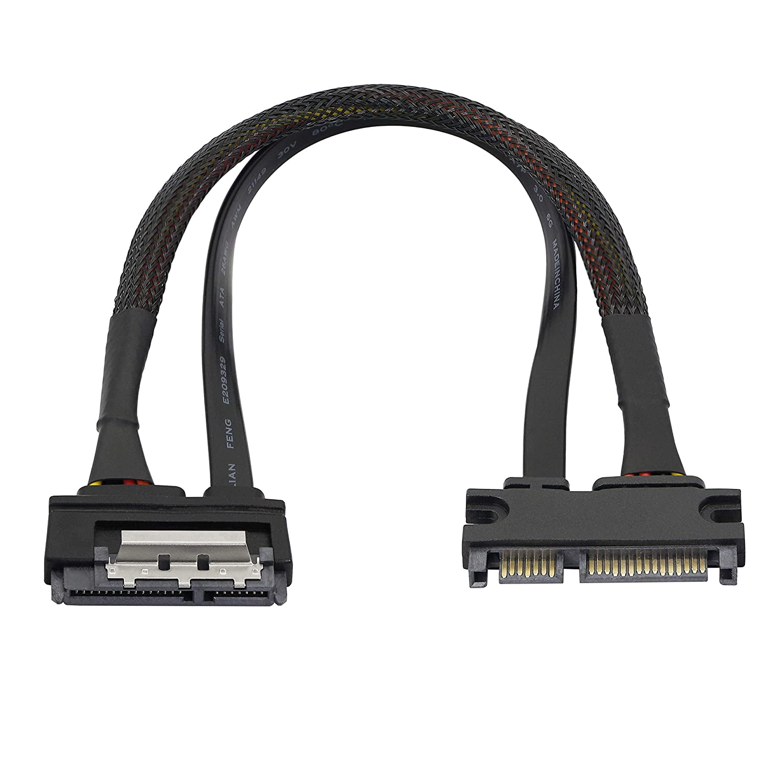 HRTGFD-22Pin SATA Power Extension Cable,22 Pin（7+15） Sata Male to Female Data and Power Combo Extension Cable with Locking Latch,for HDD,SSD,Optical Drives, DVD Burners, PCI Cards-0.3M(6Gbps/s)