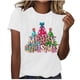 thumbnail image 2 of Fiudx Camisas de Mujer Mujer Verano Ocio Moda Estampado de Flores Cuello Redondo Manga Corta Top/Camisa, 2 of 4