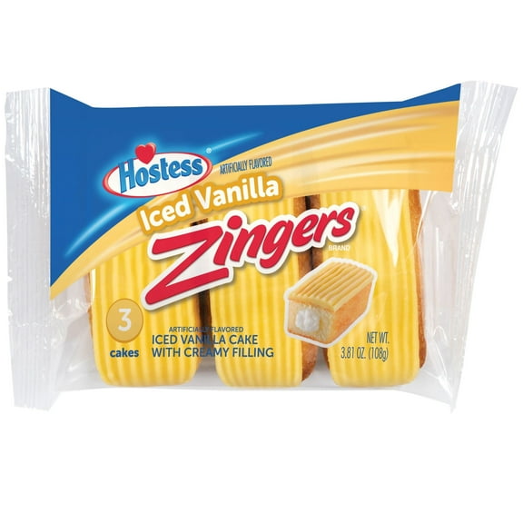HOSTESS Iced Vanilla ZINGERS Single Serve, 3 Count, 3.81 oz