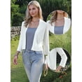 thumbnail image 2 of DARING DIVA Women's Cropped Knit Open Front 3/4 Sleeve Bolero Shrug S White, 2 of 6