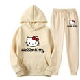 thumbnail image 2 of Hello Kitty Cartoon Anime Women Sweatshirt Sweatpants Set Fashion Men Pullover Pants Suit Spring Autumn Couple Hoodie Pant Sets, 2 of 7
